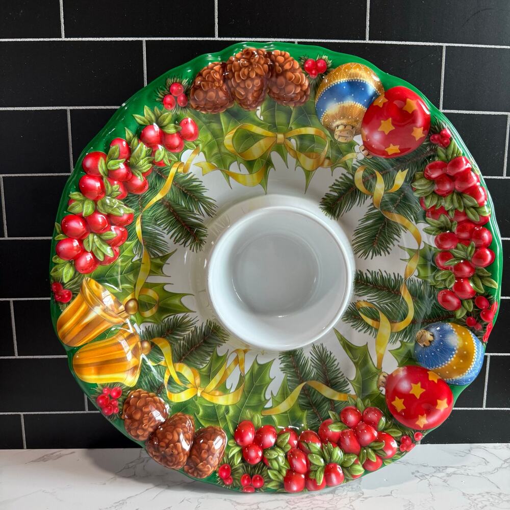 Vintage 1990s Ullman Christmas Chip and Dip Platter